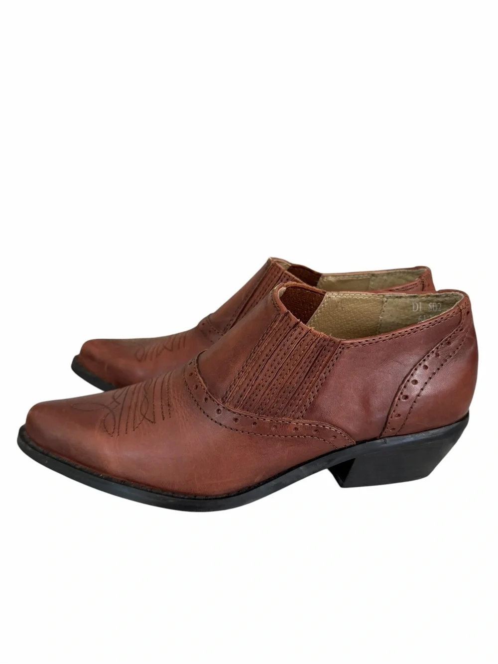 Dingo Ankle Boots Womens 6.5 Leather Low Western Brown